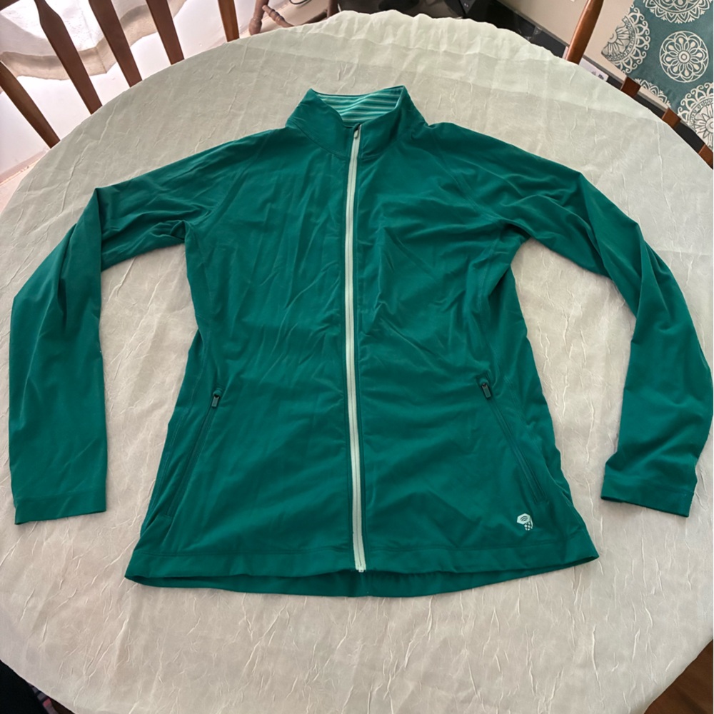 Mountain Hardwear Teal Striped Full Zip Top Large